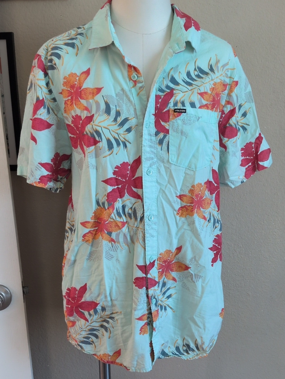 Volcom Aqua Floral Short-Sleeve Camp Shirt